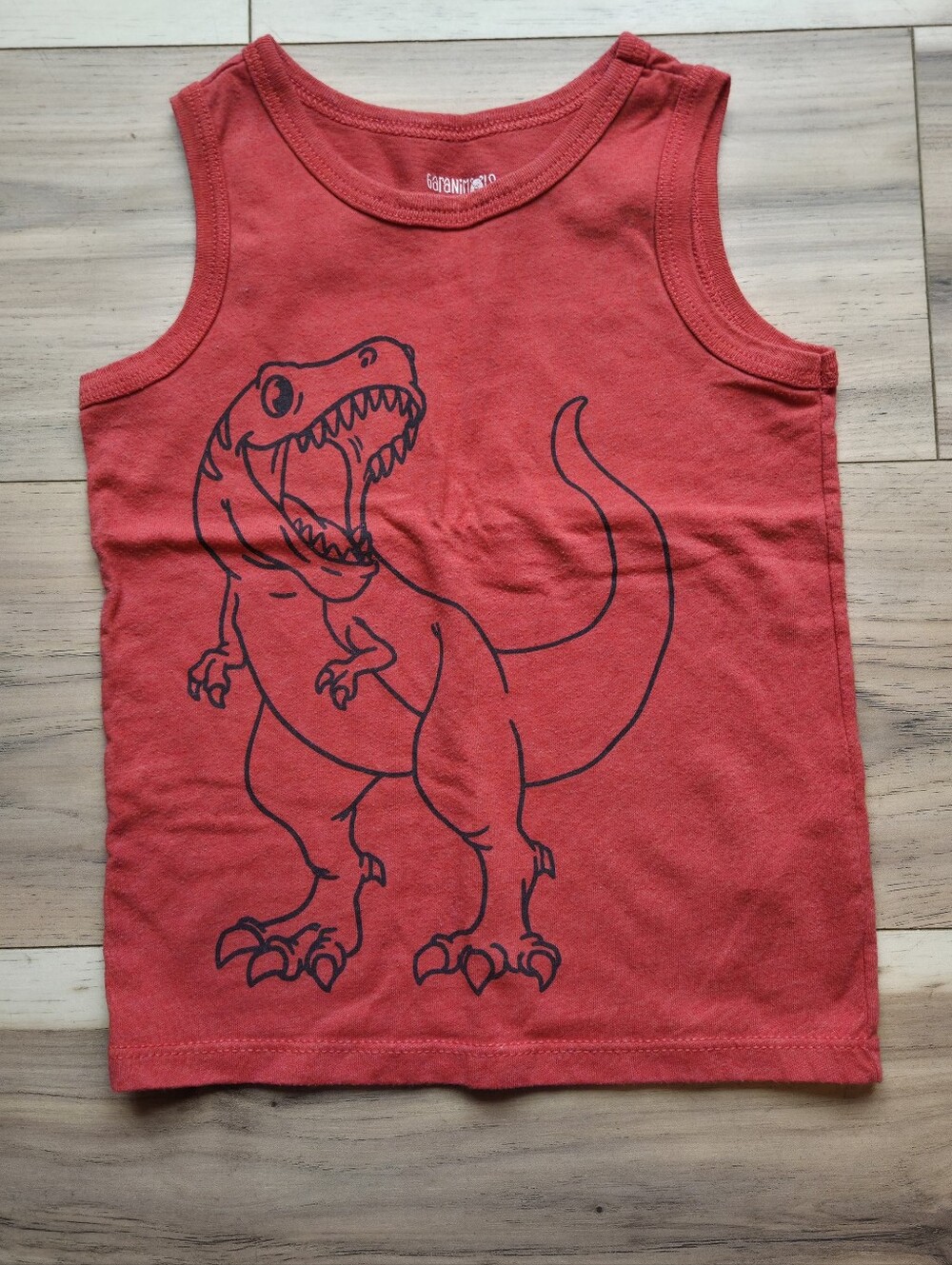 🦦5/$10🦦 Garanimals Toddler Boys Red T-Rex Dinosaur Tank Top Shirt Size 3T / 3